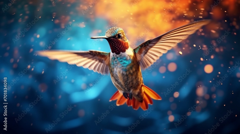 Obraz premium Seltener Kolibri Eisvogel fliegt ber dem Wasser Nahau.Generative AI
