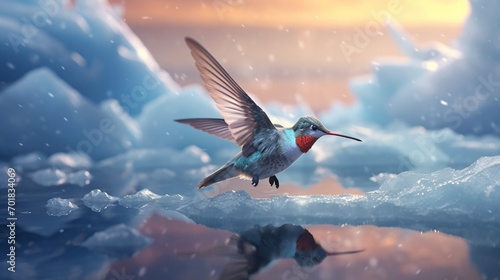 Seltener Kolibri Eisvogel fliegt ber dem Wasser Nahau.Generative AI photo