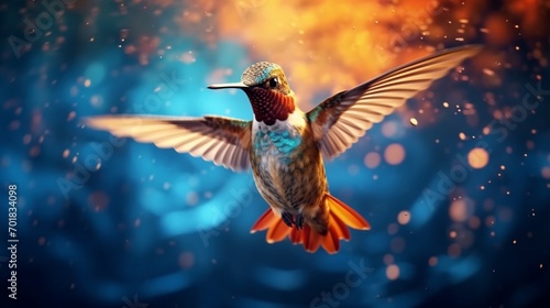 Seltener Kolibri Eisvogel fliegt ber dem Wasser Nahau.Generative AI © sudipdesign