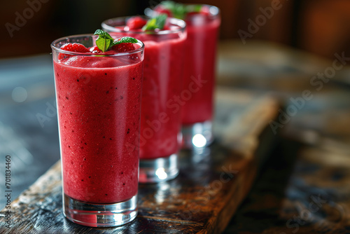 Refreshing Berry Smoothies with Fresh Garnish