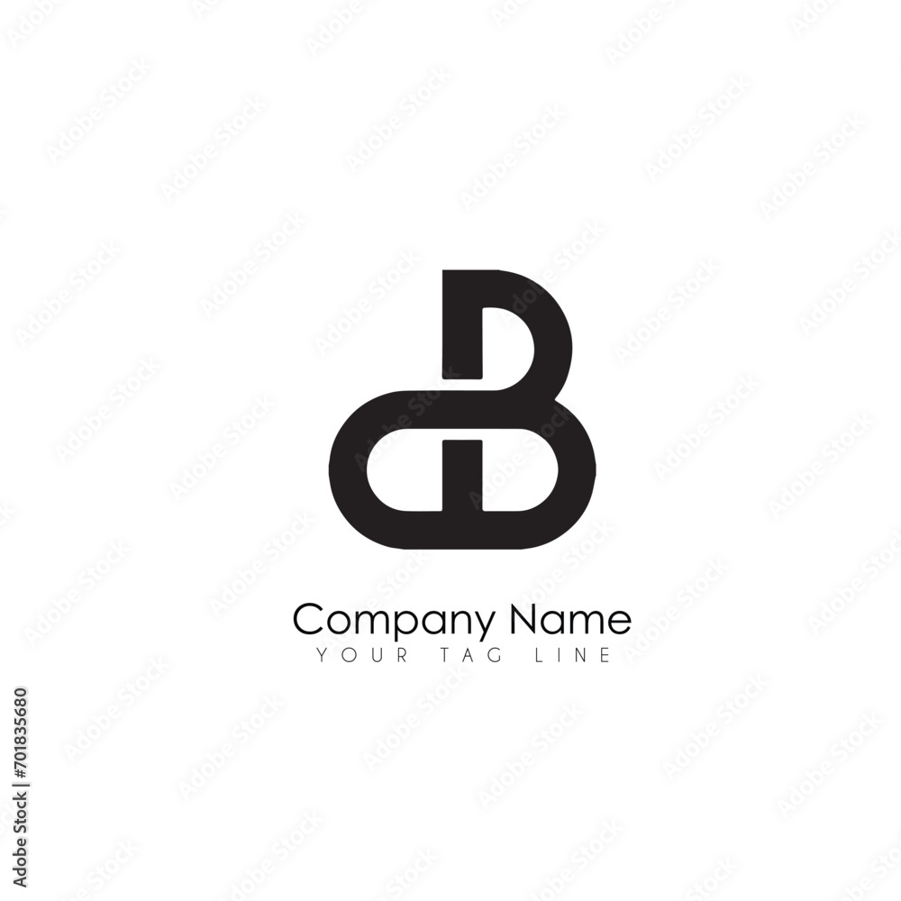 Initial letter d b logo design template creative and professional infinity logo on black background Initial letter d b logo design template creative and professional infinity logo on black background