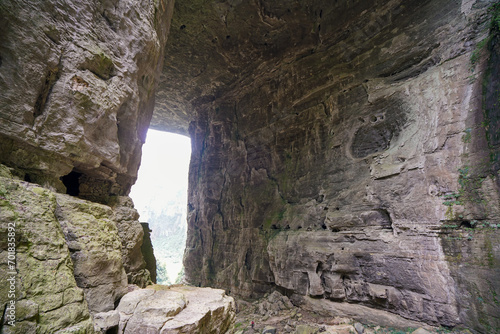Natural holes formed due to time and weathering. There are tourist trails below. The Three Natural Bridges are a series of natural limestone bridges  Chongqing.