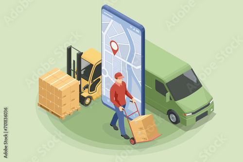 Isometric Logistics and Delivery. Free, Express, Home or Fast delivery. Delivery company. Delivery home and office. City logistics.