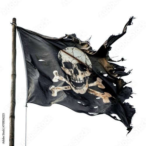 Jolly roger pirate flag. Isolated on transparent background.