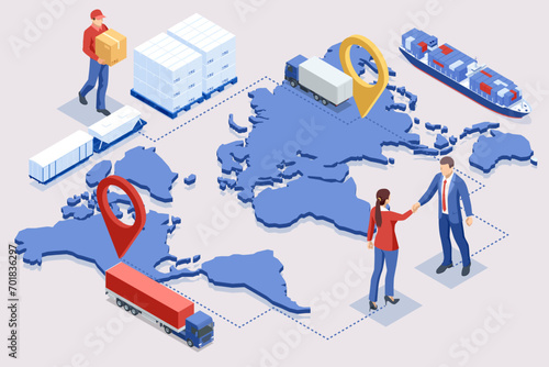 Isometric Logistics and Delivery. Free, Express, Home or Fast delivery. Delivery company. Delivery home and office. City logistics.