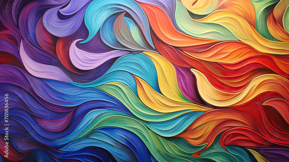 Bold and colorful backdrop with swirling patterns and wavy lines in rich, saturated colors, symbolizing creativity and vibrancy Ai Generative