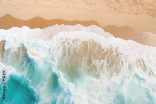 Aerial perspective of beach waves creating shore textures