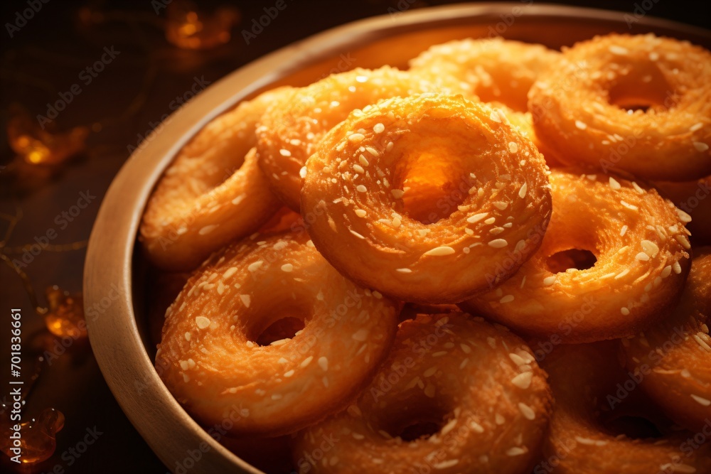 Delicious crispy brown donuts Delicious crispy brown donuts