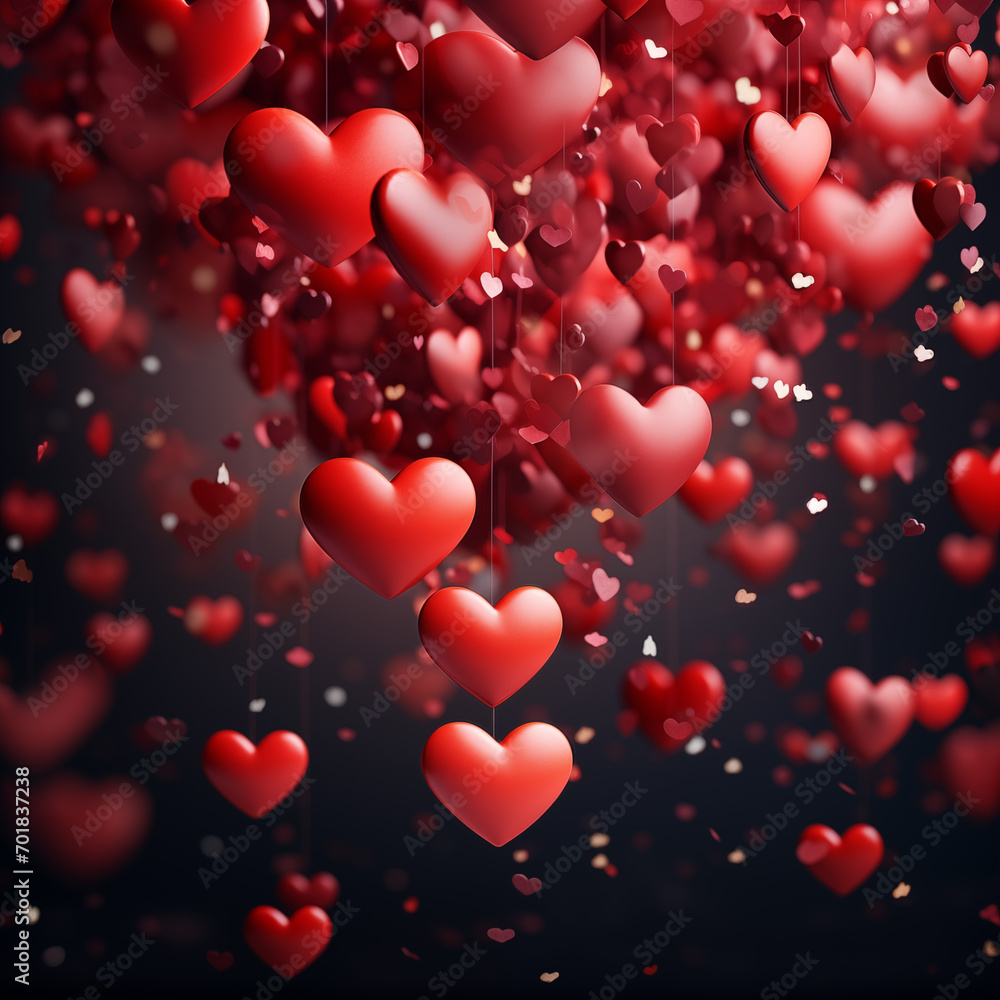 Red heart balloons on a black background, Valentine's day, love concept. Valentine backgroung with copy space Red heart balloons on a black background, Valentine's day, love concept. Valentine backgroung with copy space