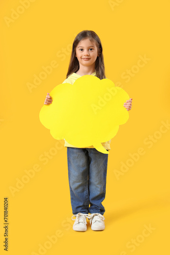 Cute little girl with blank...