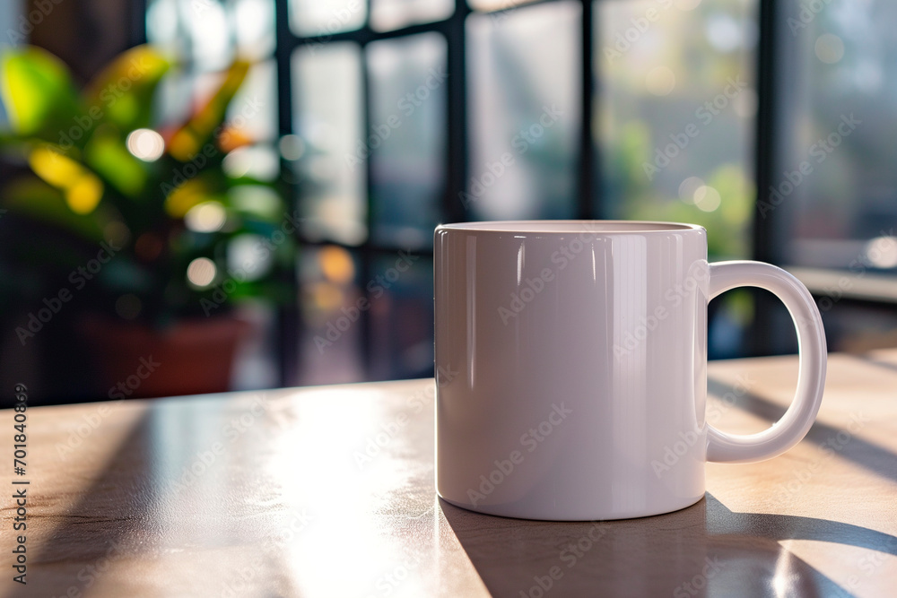 a white mug mockup sitting on a table a white mug mockup sitting on a table