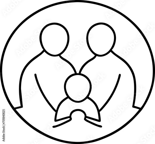 Happy family in line art drawing style