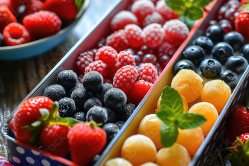 Colorful berries within a bento box