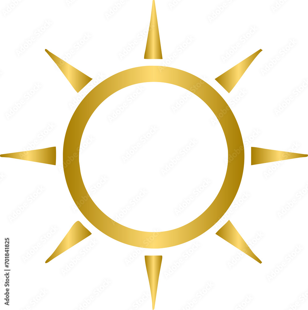 Weather golden icon, gold sun icon