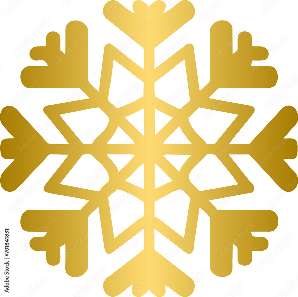 Weather golden icon, gold snowflake icon