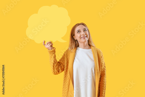 Mature woman with blank spe...