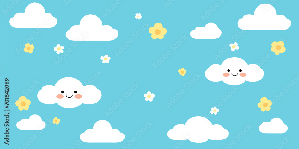Happy cute sweet wallpaper blue background vector