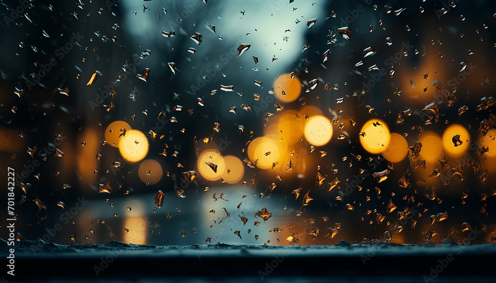 rain on the window. city lights in the distance. bokeh light rain on the window. city lights in the distance. bokeh light