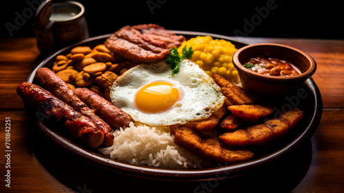 bandeja paisa, colombian food photo