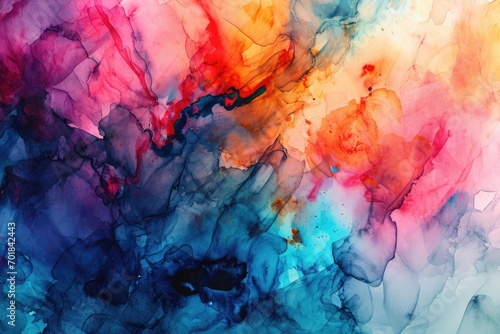 A Fluid and Colorful Abstract Watercolor Wash combine Background Blending Vibrant Hues in a Dreamy Artistic Pattern - Colorful Watercolor Wallpaper created with Generative AI Technology photo