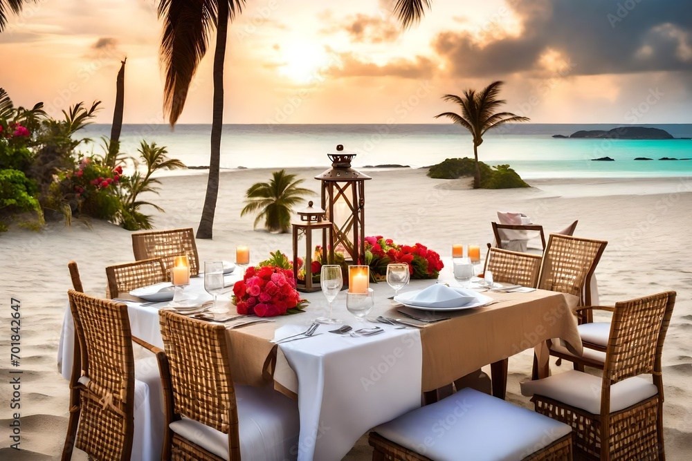 table setting at the beach