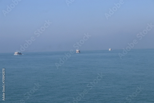 A fleet of Ships sets sail from Teknaf JT, bound for the stunning coral paradise of St. Martin Island, Bangladesh