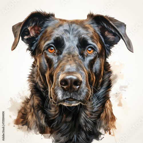 watercolor Dutch Shepherd clipart, Generative Ai