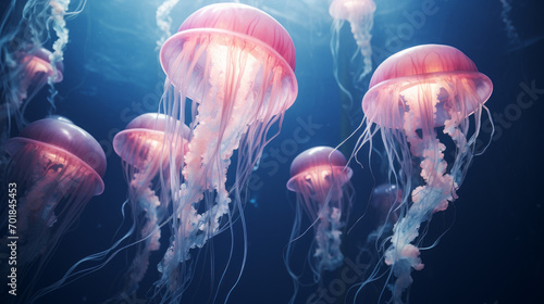 Jellyfish gracefully pulsating through the water © Mehran