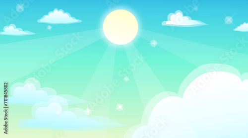 Fototapeta Naklejka Na Ścianę i Meble -  Beutyfullcartoon sky backkground with light effect vector illustration