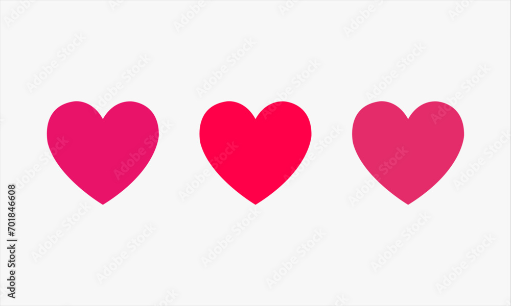 Pink love heart simple shape abstract vector illustration icon
