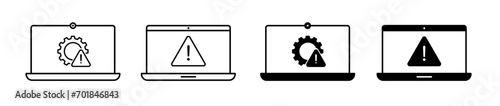Computer error message icon set. Technical problem notification symbol. Vector illustration.  photo