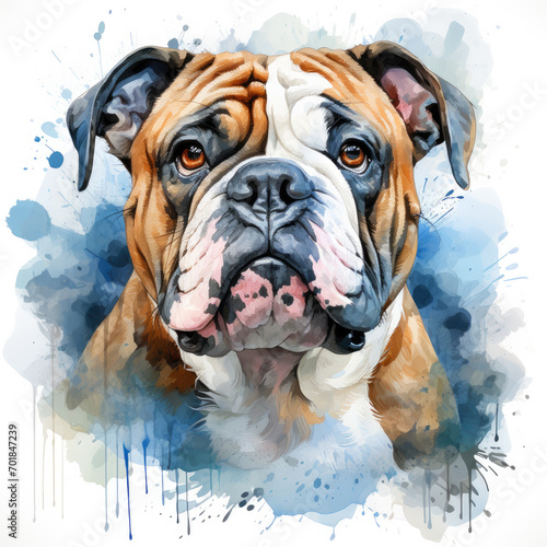 watercolor English Bulldog clipart  Generative Ai