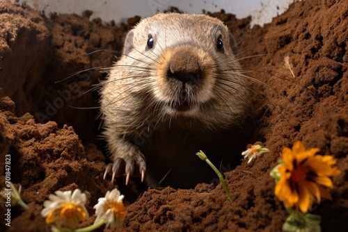 groundhog crawled out of the hole spring came groundhog day © Muhammad