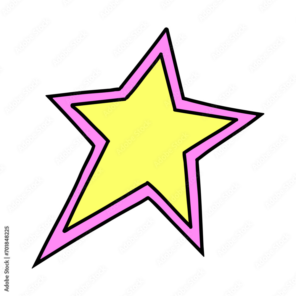 Doodle Star Icon. 1990 retro colored star symbol. 90s 00s style hand drawn sticker Doodle Star Icon. 1990 retro colored star symbol. 90s 00s style hand drawn sticker