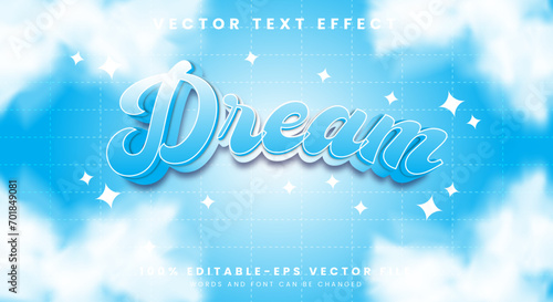 Dream 3d kids editable text effect Template with Cloudy Background