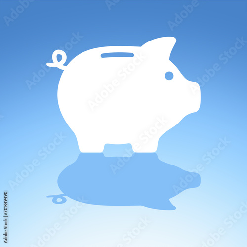 Piggy bank icon. Savings account. Vector icon isolated on blue background.