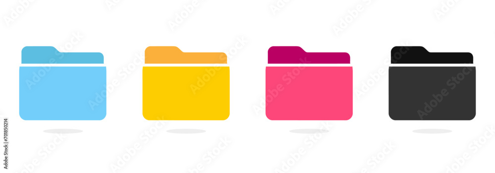 set of icon folder computer file colourful document binder data archive, modern simple 2d yellow blue black flat vector symbol for website phone design logo application ui isolated png access catalog - obrazy, fototapety, plakaty 