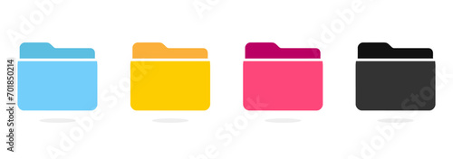 set of icon folder computer file colourful document binder data archive, modern simple 2d yellow blue black flat vector symbol for website phone design logo application ui isolated png access catalog photo