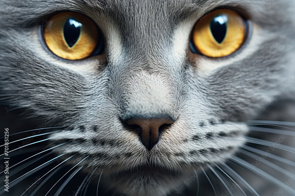 Close up banner of a british shorthair cat with yellow eyes 