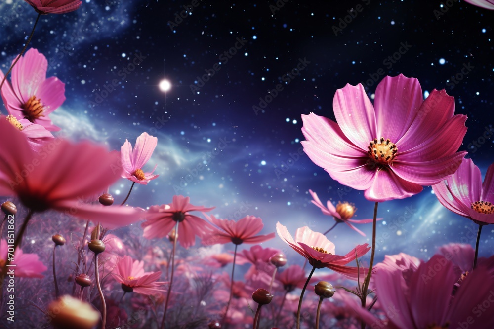 pink flowers in the night pink flowers in the night