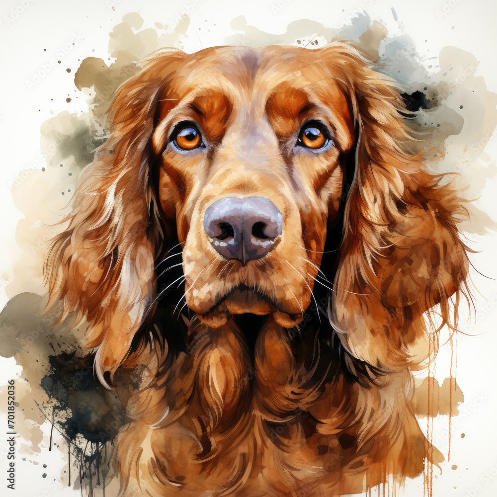 watercolor English Cocker Spaniel clipart, Generative Ai