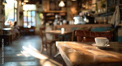 Blurred Coffee Shop Interior in Abstract Background for Design and Business photo