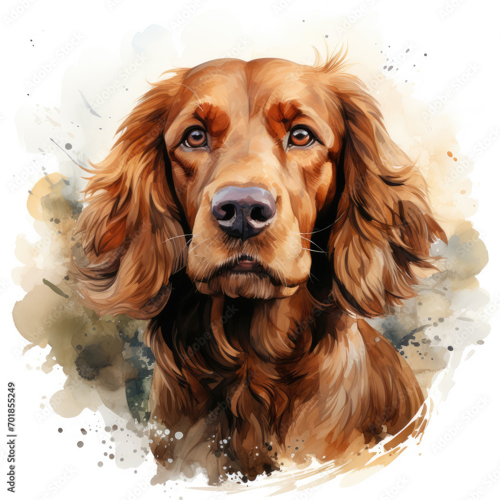 watercolor English Cocker Spaniel clipart, Generative Ai