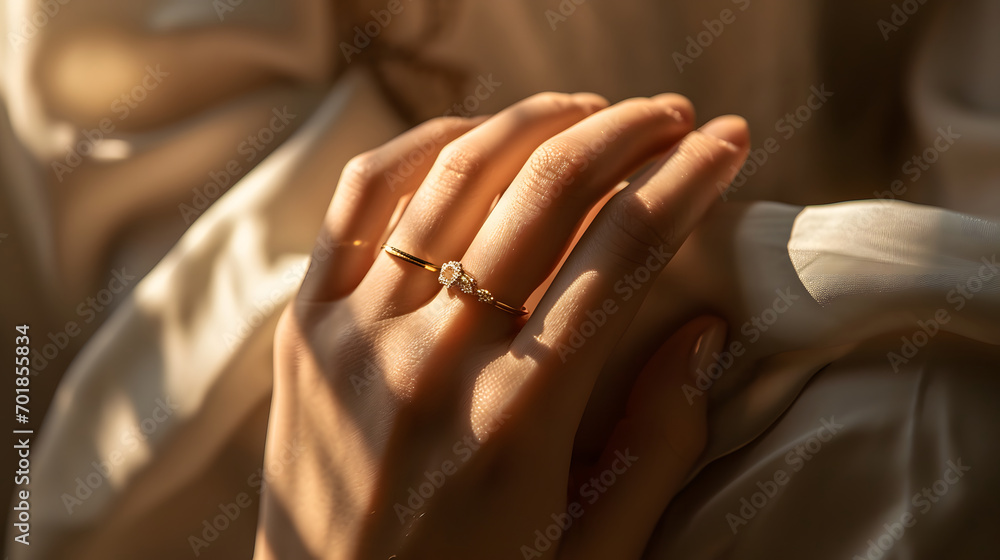 Obraz premium hand model, focusing on the natural beauty and intricate details of the hand without any jewelry. The shot captures the hand in a relaxed, natural position, emphasizing the fine lines, textures