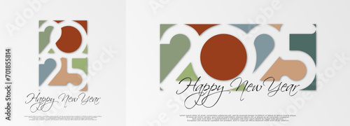 Happy new year - best wishes 2025 with colorful truncated number. Perfect vector for poster, banner, greeting and new year 2025 celebration.	