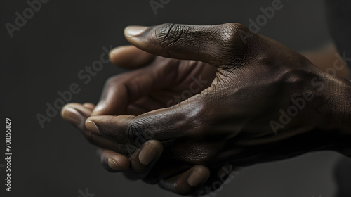 hand model, focusing on the natural beauty and intricate details of the hand without any jewelry. The shot captures the hand in a relaxed, natural position, emphasizing the fine lines, textures