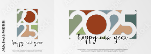Happy new year - best wishes 2025 with colorful truncated number. Perfect vector for poster, banner, greeting and new year 2025 celebration.	