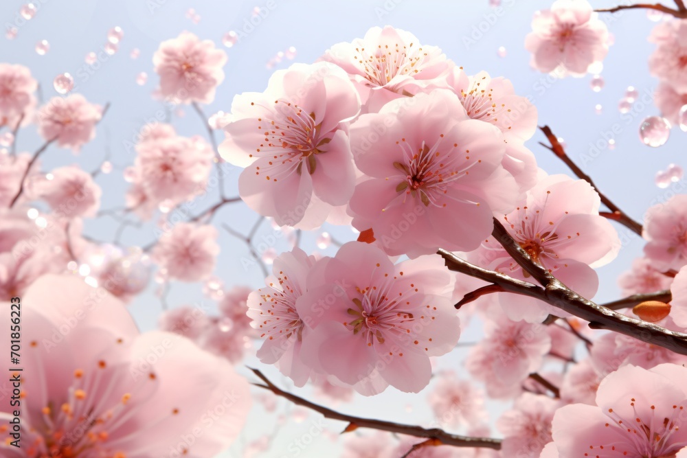 A beautiful floral background wallpaper design with japanese cherry blossom flowers
