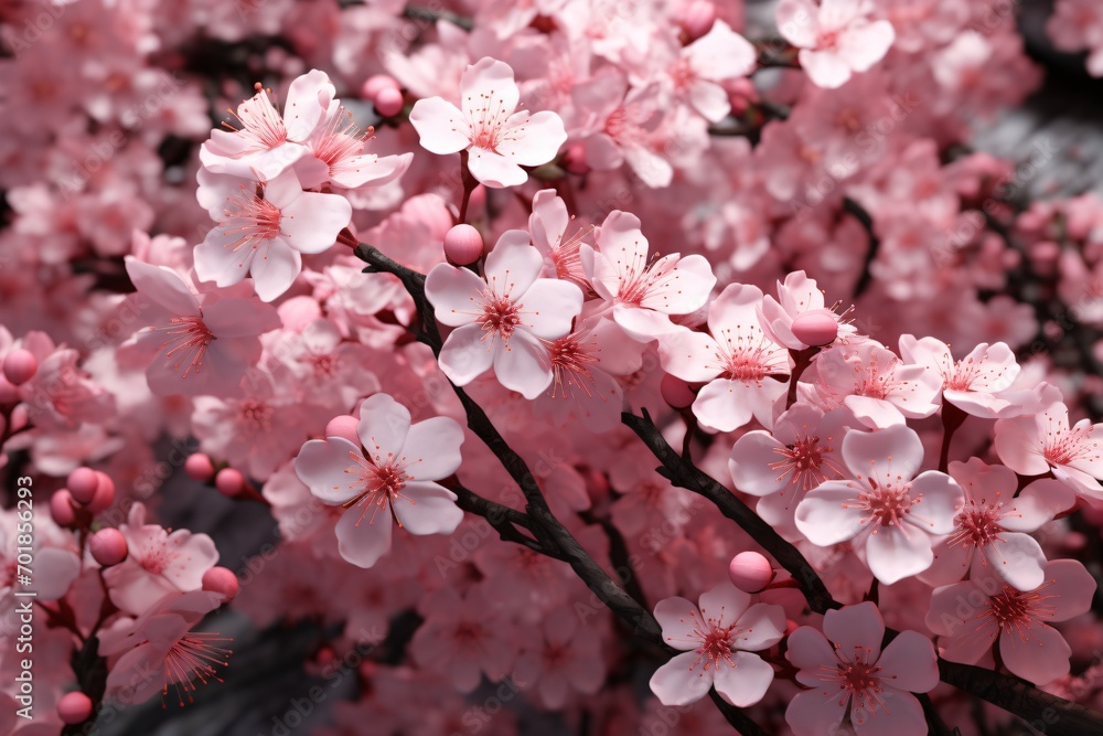 Fototapeta premium A beautiful floral background wallpaper design with japanese cherry blossom flowers