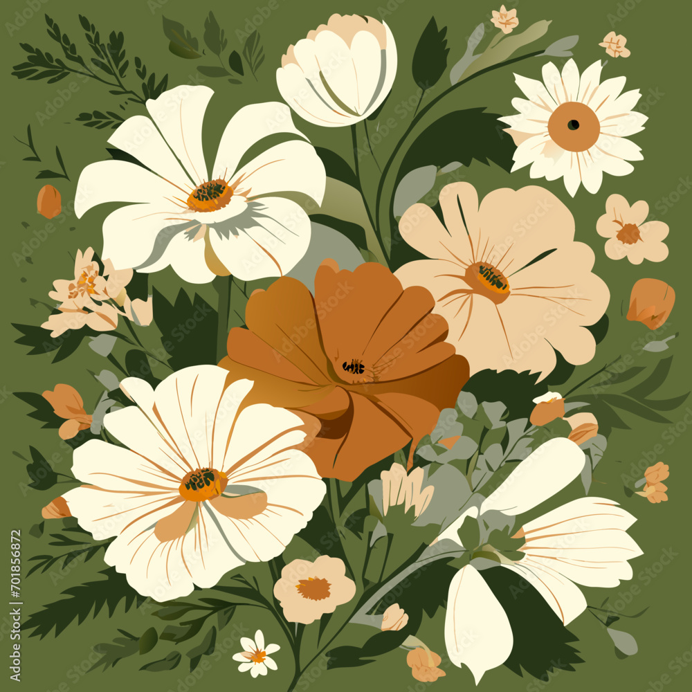 vector illustration of stylized wildflowers vector illustration of stylized wildflowers